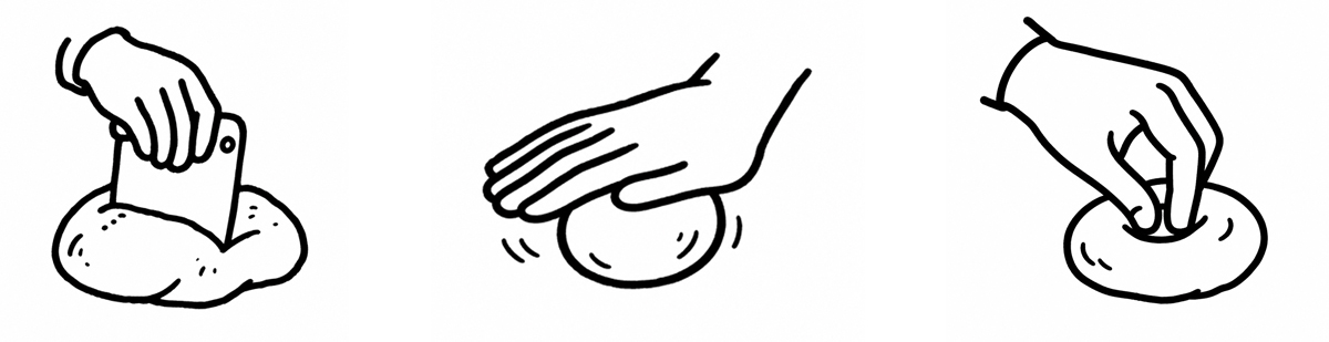 Grafica illustrativa della formatura del bagel