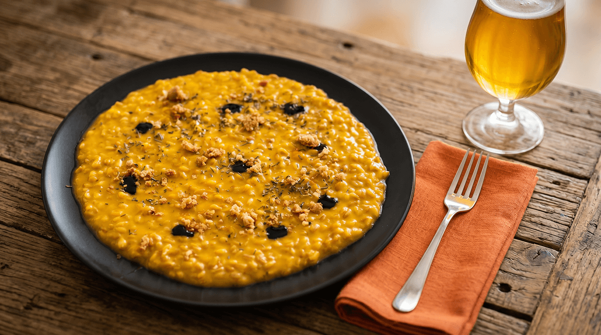 Farrotto di Zucca, Taleggio e Amaretti